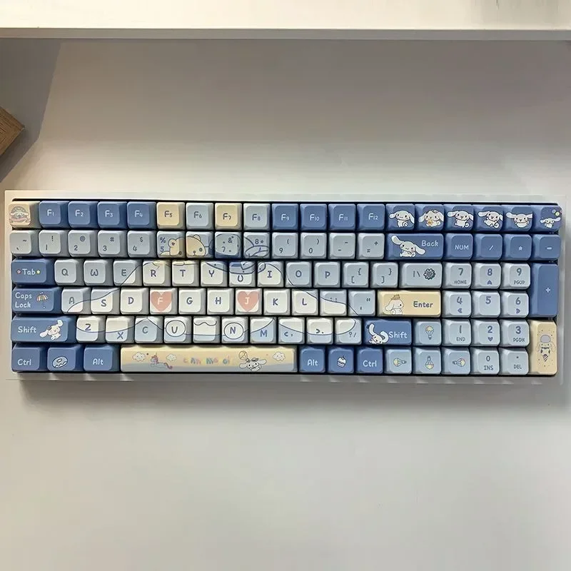 

Sanrio Kawaii Cinnamoroll Keycaps Cartoon Style PBT Mechanical Keyboard 137 Key Caps MDA Highly Cute Keyboard Accessories