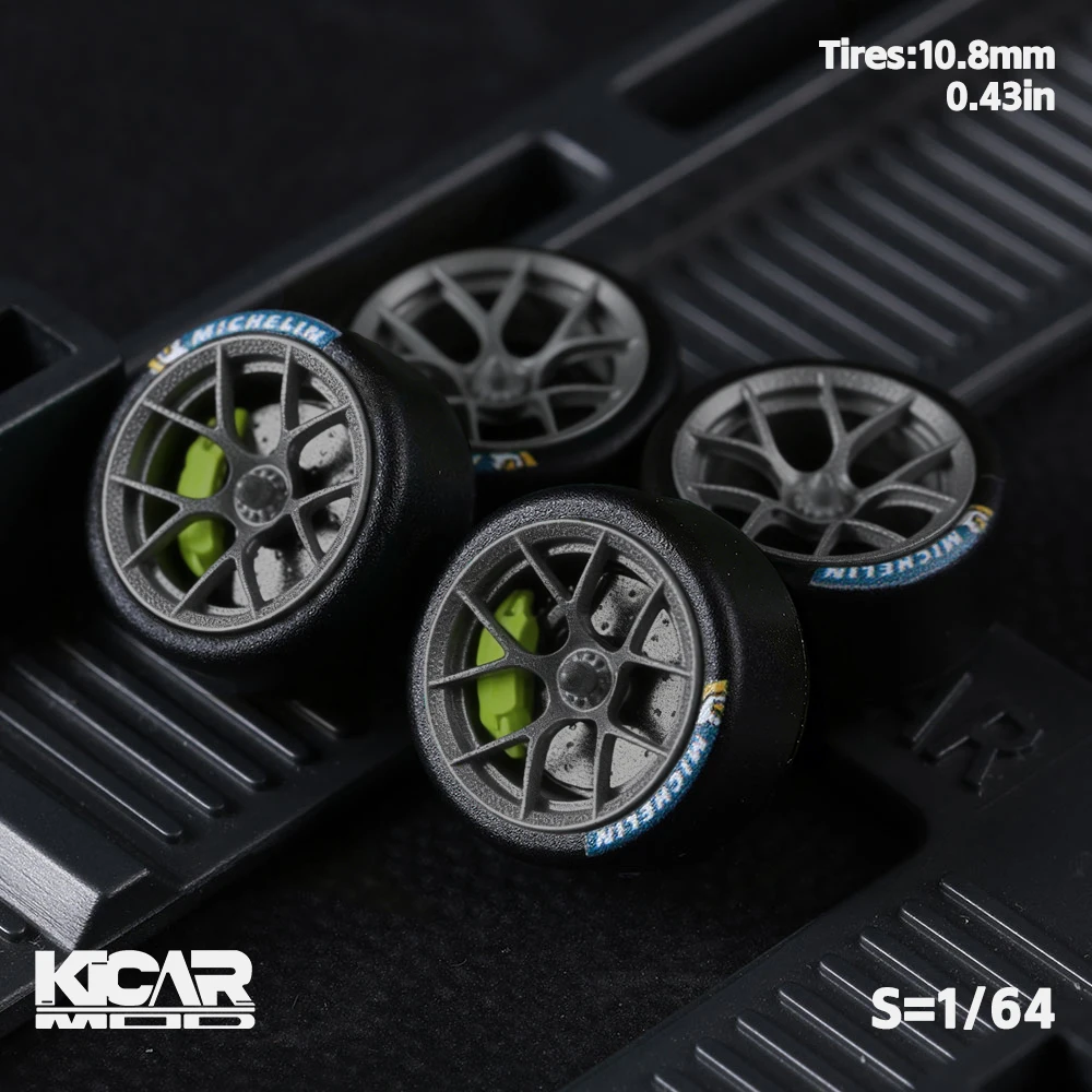 1/64 Modellauto-Räder mit Gummireifen Dynamische Lagerung Harz-Felgen 10,8mm Durchmesser Teile für MINIGT Druckguss-Modellautos – Detail 11