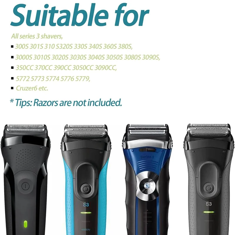 

B88B-32S S3 Wet And Dry Replacement Heads For Braun Series 3 Electric Shavers 3040S 300S 310S 3080S Foil And Cutters Part