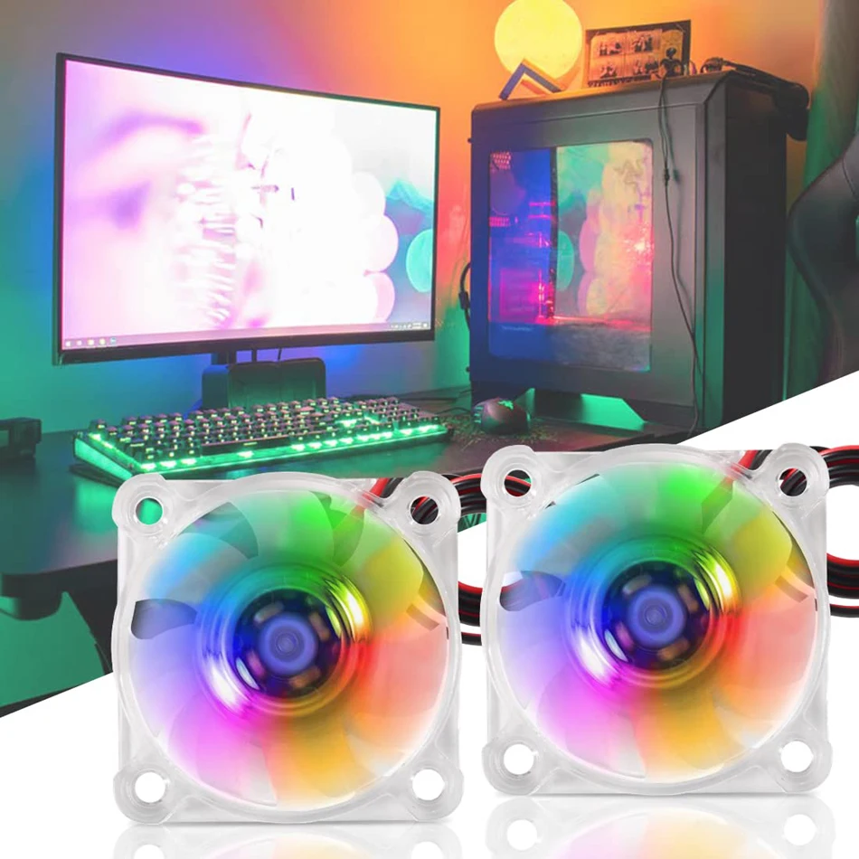 4010 Fan 3D Printer Fan DC 12V Mini Brushless Cooling Fan 40x40x10mm Hydraulic Bearing Fan RGB LED for 3D Printer DVR, PC,CPU