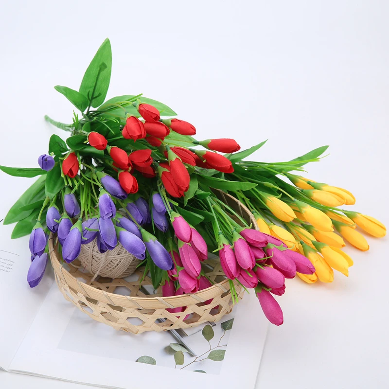 35CM Artificial Magnolia Flower Bud Restaurant Hotel Dining Table Decoration Silk Flower Balcony Scenery Small Magnolia Flowers