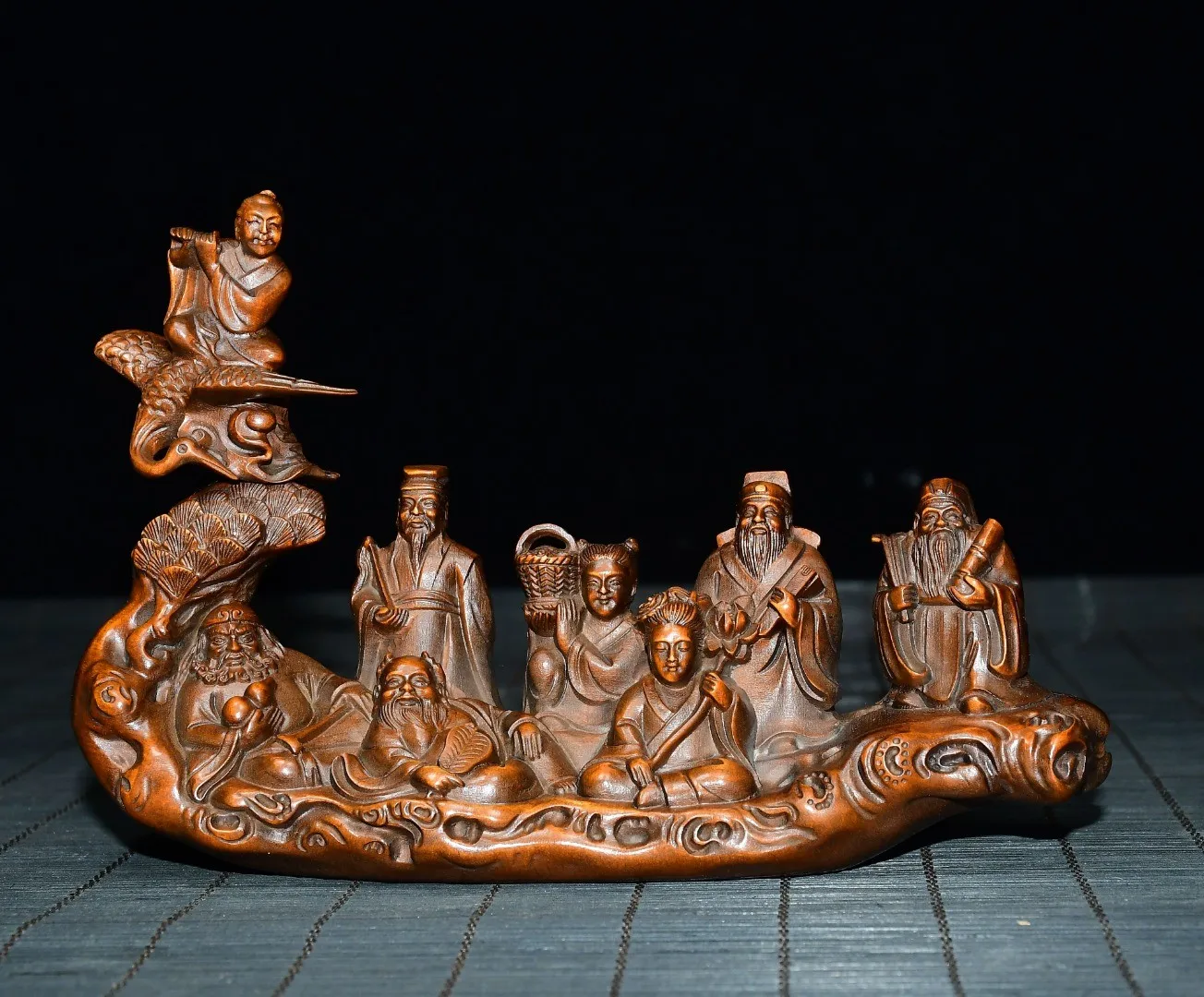 Eight Immortals Sculpture Set - Exquisite Boxwood Carving, Complete Collection