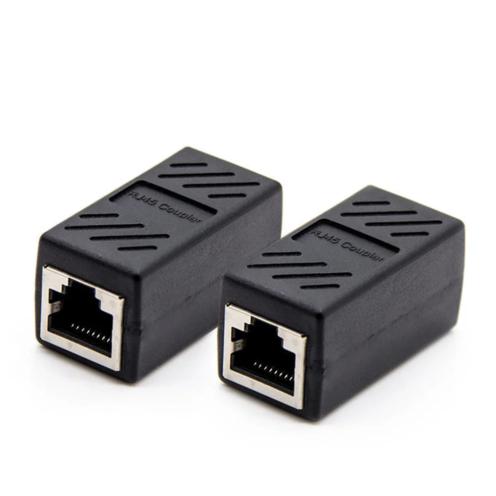 2 pçs conector de rede acoplador de plástico adaptador ethernet lan cabo extensão conector acoplador de reparo