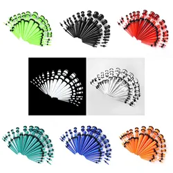 36pcs Acrylic Black Ear Piercing Pointed Cone Ear Stretching Kit Piercing Jewelry Ear Expander Punk Earrings Tragus Piercing