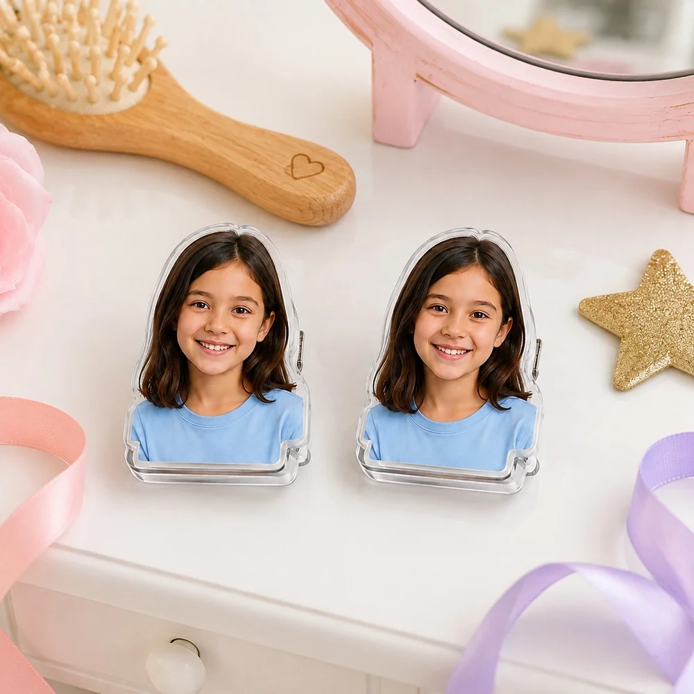 2 PCS Custom Pattern Acrylic Hair Clips, Personalized Custom Image Alligator Barrettes, DIY Custom Photo Hair Accessories - view 4