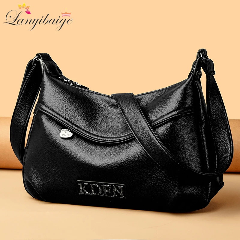 Brand Leather Luxury Designer Handbags Purses Women Super Quality Shoulder Crossbody Messenger Bags Soft Leather Many Pocket Sac