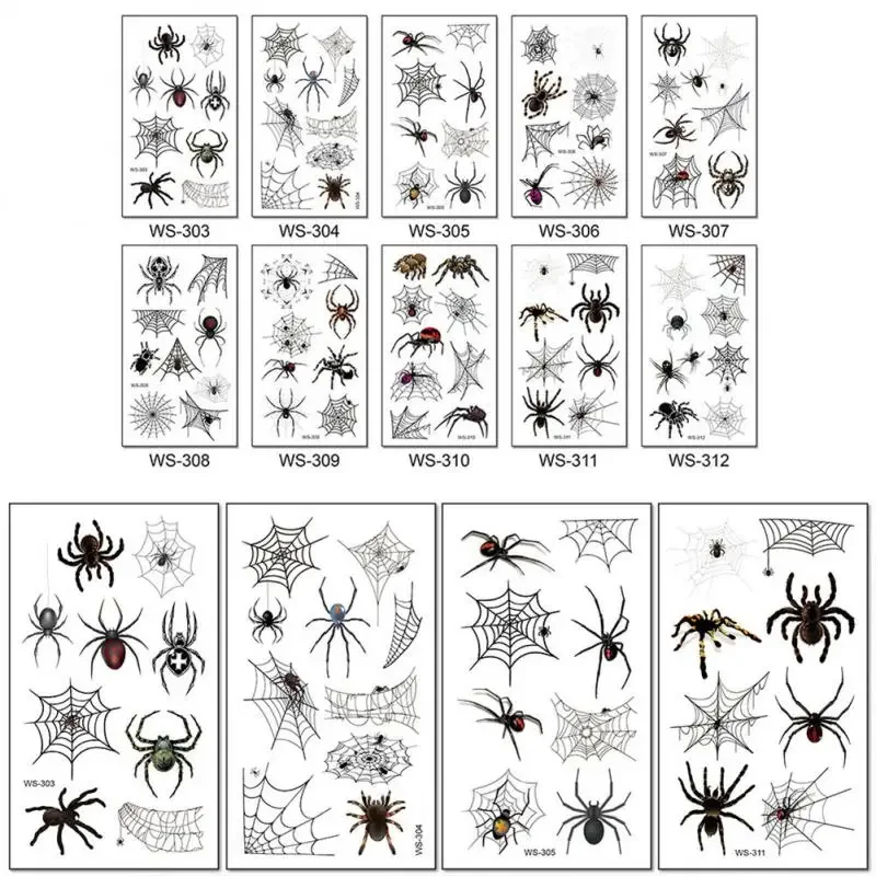 10/5/1Pcs Halloween Temporary Tattoo Sticker Black Spider Web Face Body Art Sticker Simulation Cobwebs Waterproof Tattoo Sticker