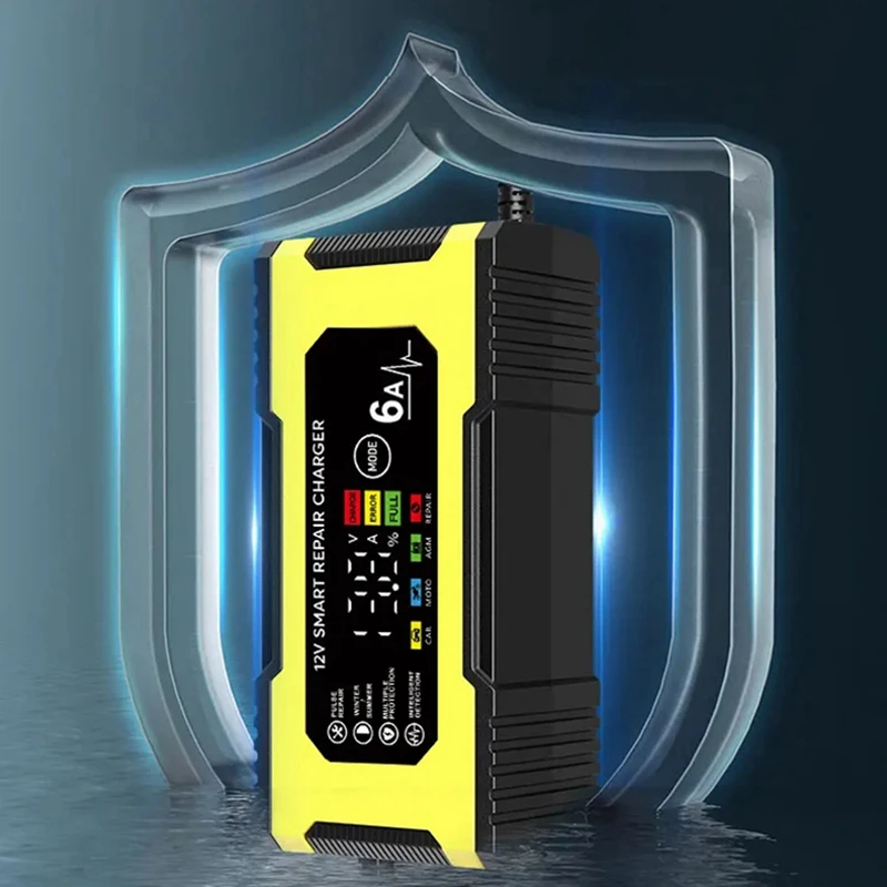 12v 6a carregador de reparo inteligente reparação de pulso display led carga rápida inteligente carregador de chumbo-ácido para carro auto motocicleta