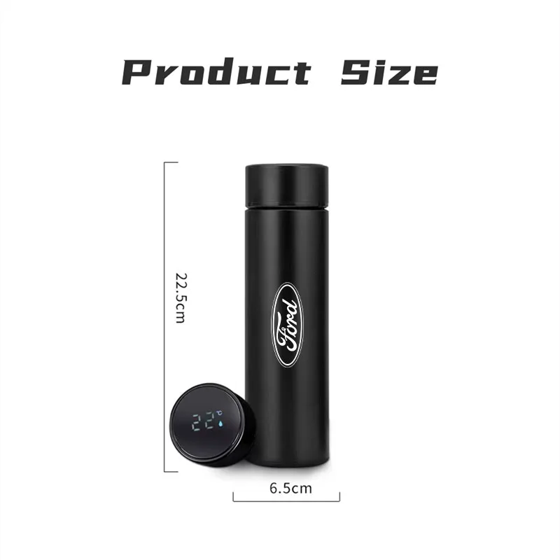 Car Portable Coffee Thermos Car Smart Stainless Steel Insulation Cup For Ford Focus ST Mondeo Transit Ranger Auto Accessories