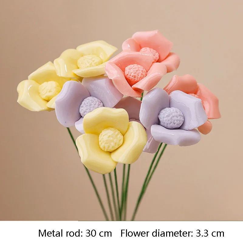 5 Stück Wildblumen Hochtemperaturbeständige Handgefertigte Keramik-Simulationsblumen Ewige Blumen für Geschenke und Heimdekoration – Detail 17