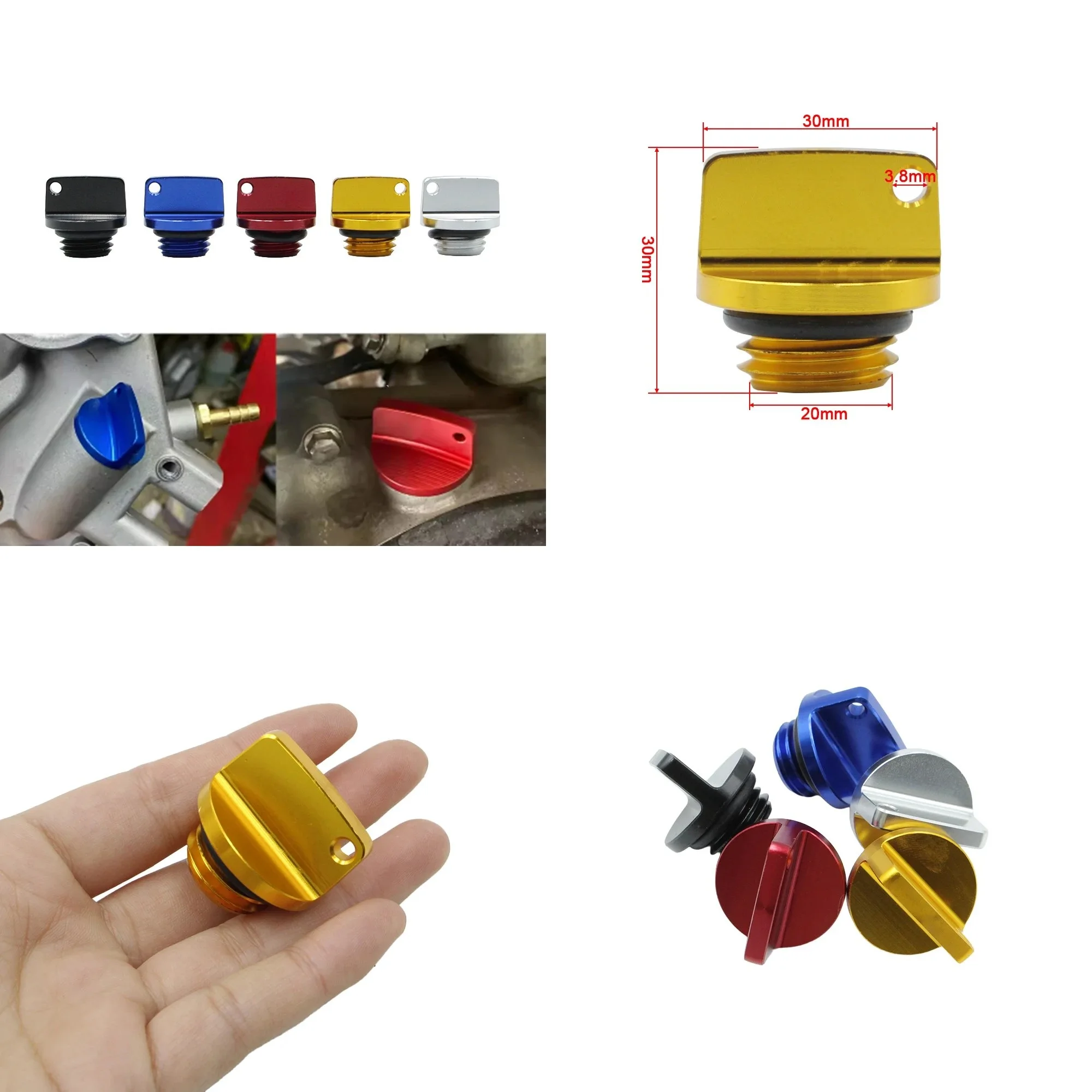 Motorcycle M20*2.5 CNC Engine Oil Filling Screw Cover Plug Crankcase Cap Universal Parts