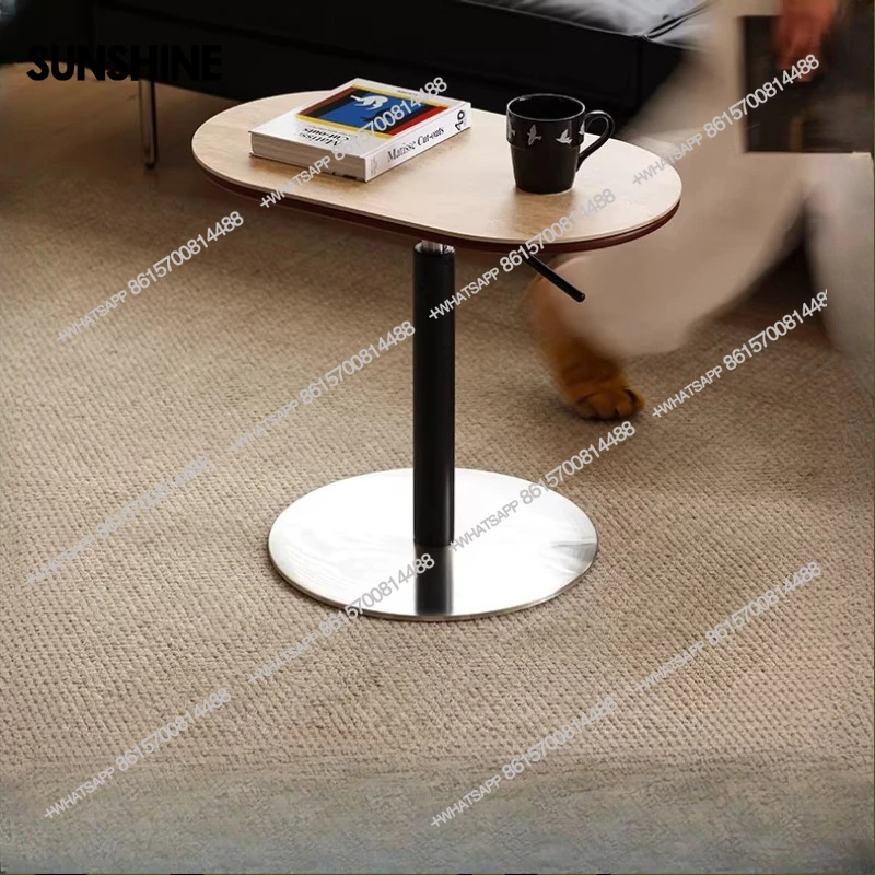 

Lifting side few rotating sofa side few small apartment solid wood rock slab living room modern and simple