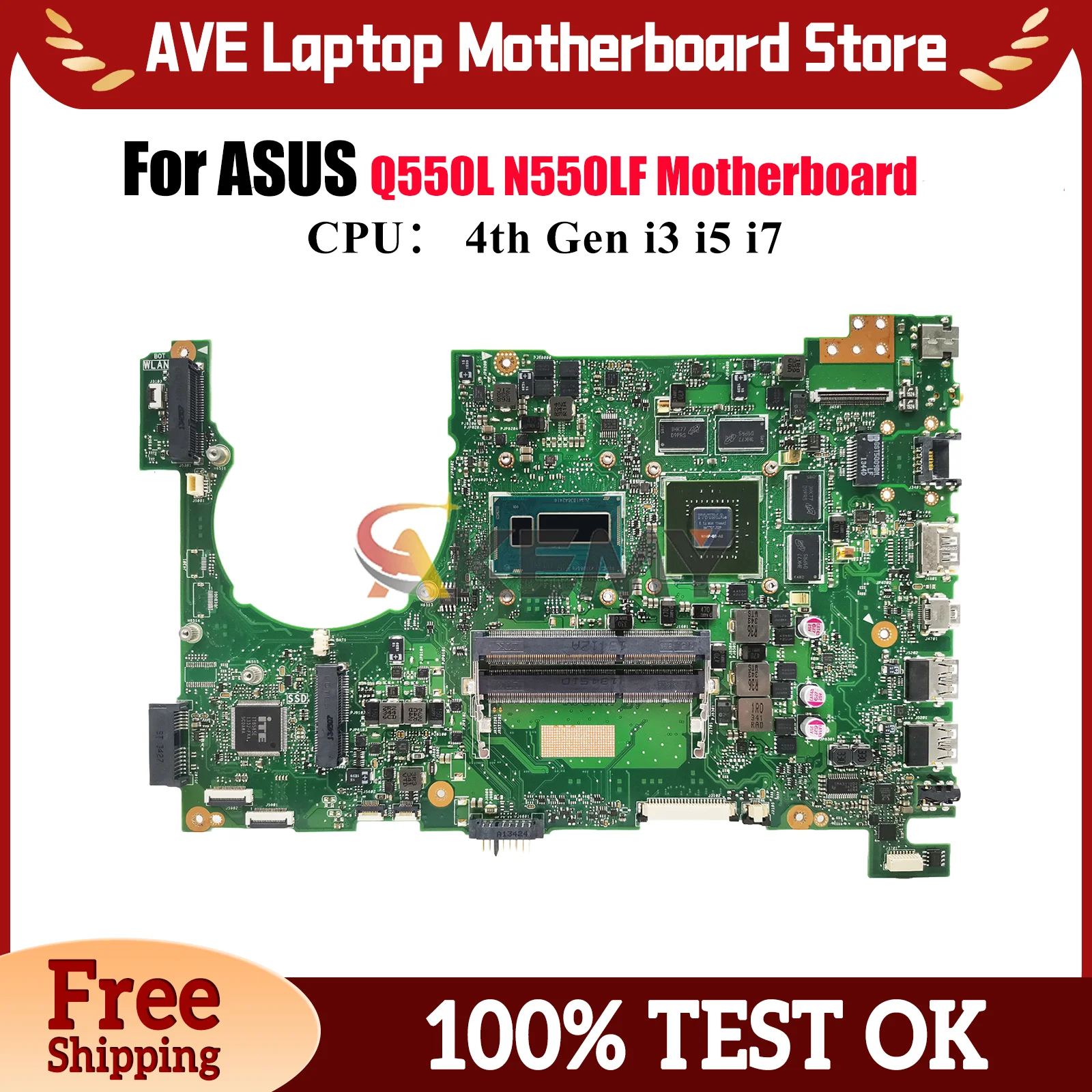 

N550LF Материнская плата для ноутбука ASUS ROG N550LF Q550L N550L Материнская плата для ноутбука с процессором i3 i5 i7 100% тестирование ОК быстрая доставка stk