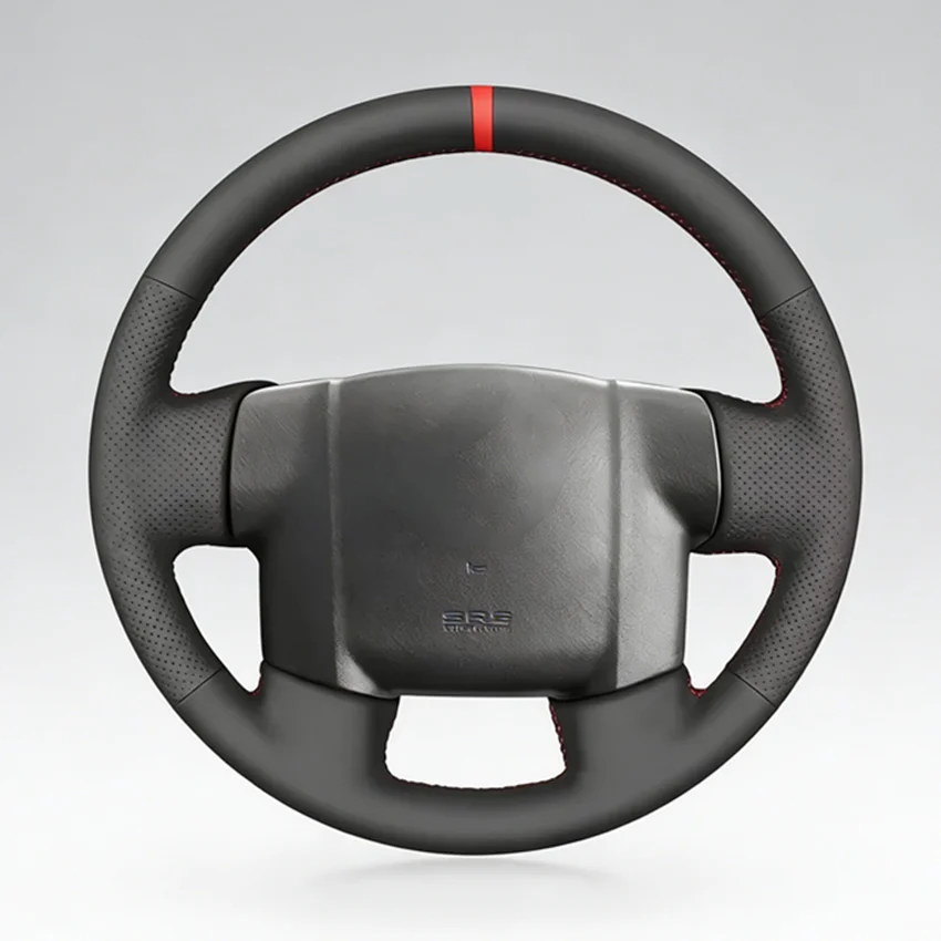 

Hand Sew Red Marker Black Leather Car Steering Wheel Cover for Isuzu D-MAX 2007 2008 2009 2010 2011 Rodeo 2010-2011
