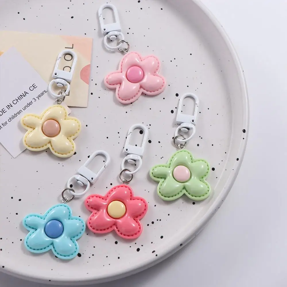 Fashion Korean Style Flower Keychain Cute Mini Resin Floral Keyring Kawaii Colorful Bloom Pendant Girls