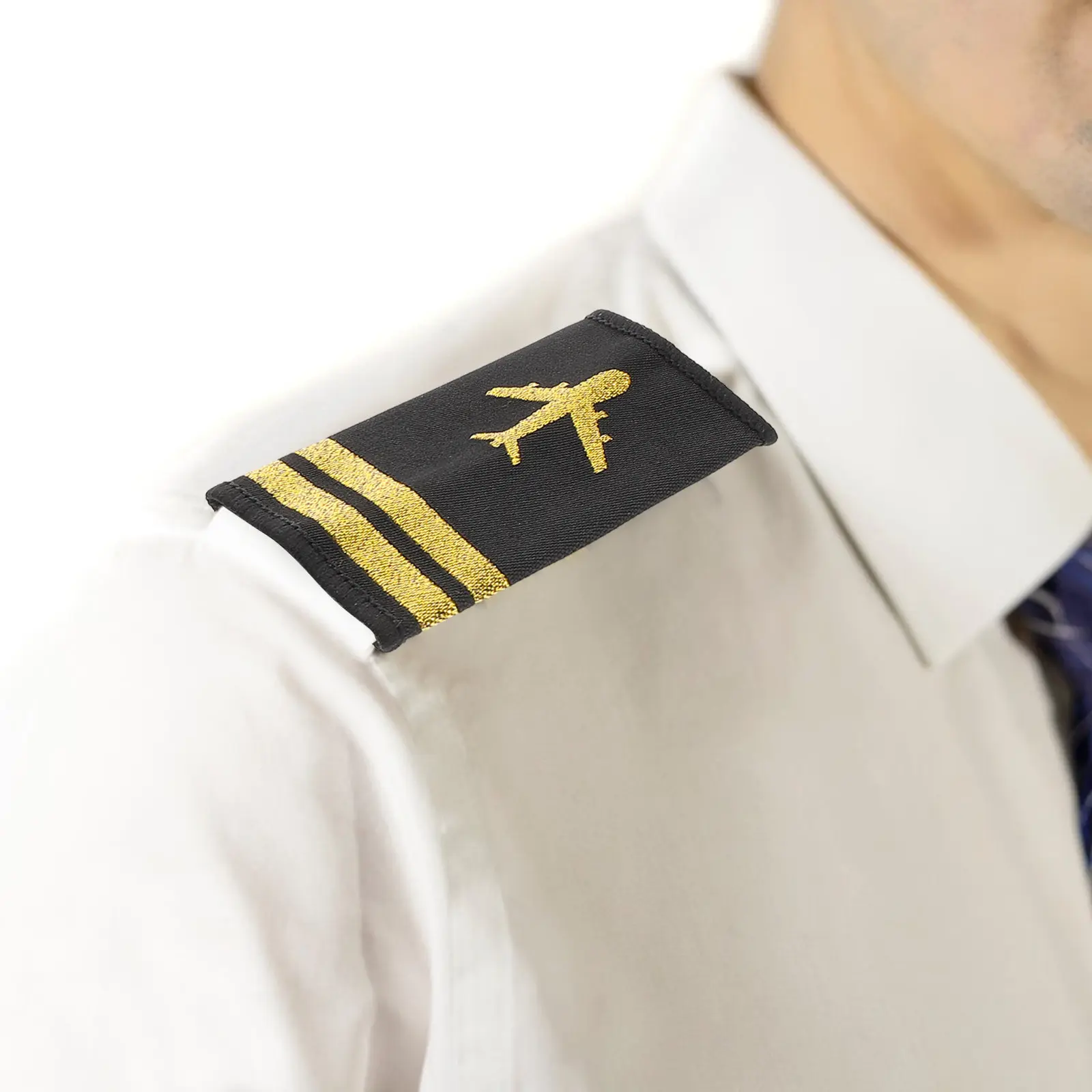 1Pair Pilot Shoulder Epaulets Refined Texture Professional Aviation Uniform Bars for Captain Cosplay Party Accessory