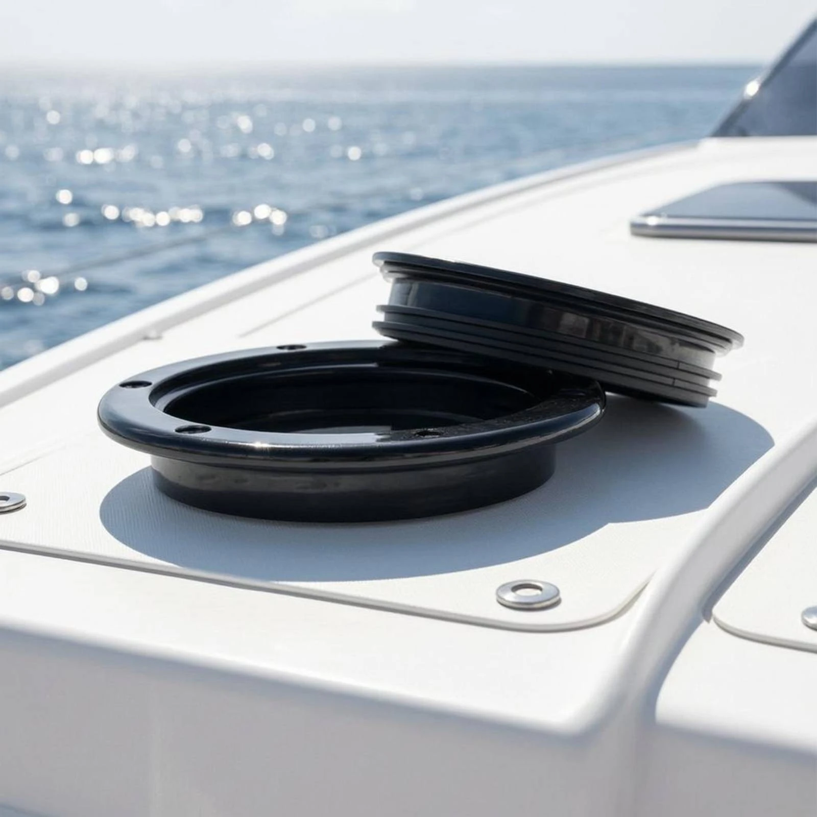 Boat Inspection Hatch Screw Holes Round Deck Hatch Marine Entry Port Molded Plastic Polished Finish view 6