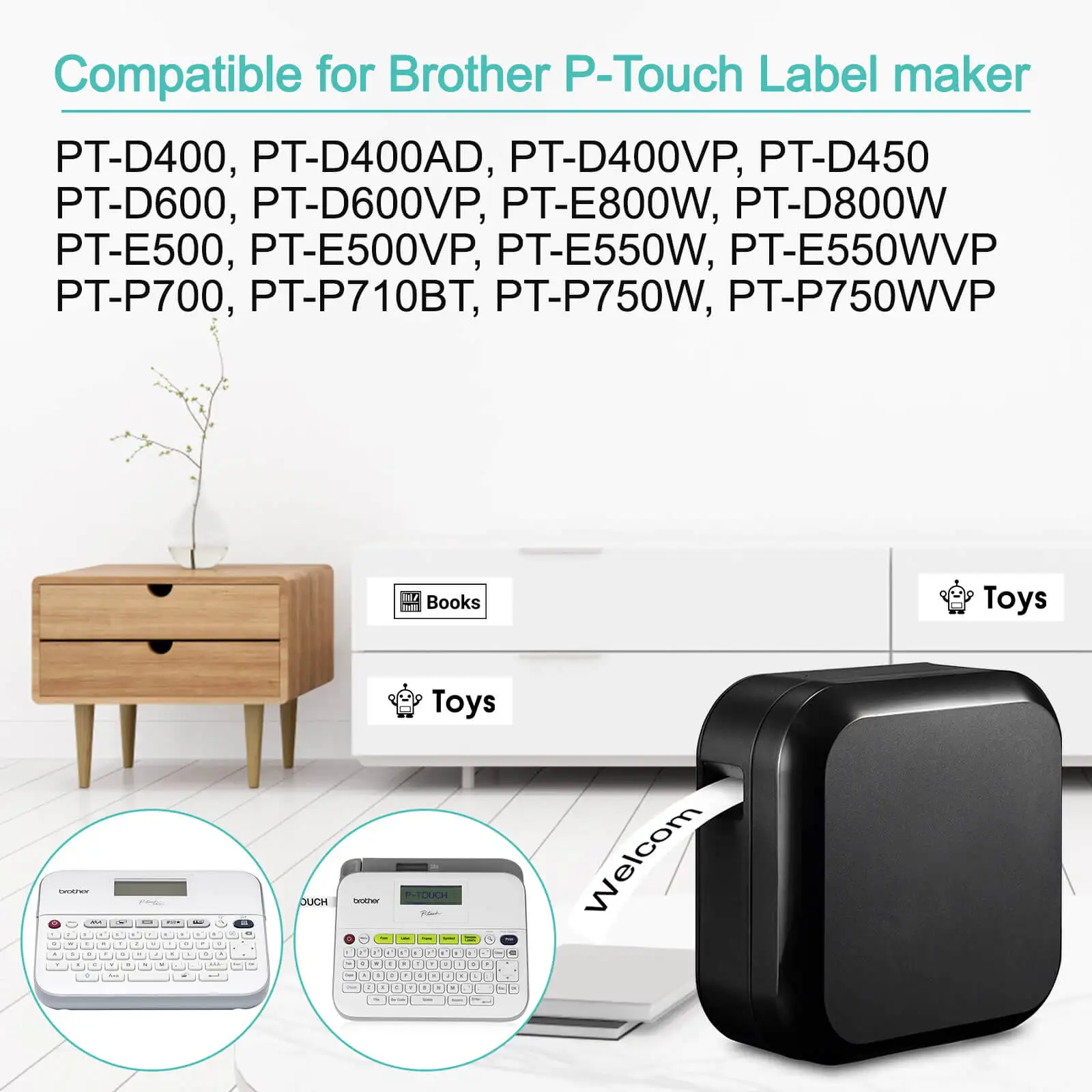 1PK-10PK Label 18mm Black on White Ribbon Replacement for Brother TZ 241 TZE 241 Label Tape for Brother P-touch Labeling Machine