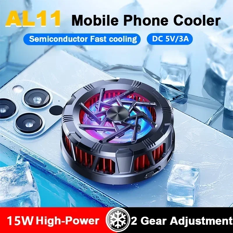 

AL11 Magnetic/ Back-clip Cell Phone Semiconductor Fast Cooling Frozen Radiator for IPhone Samsung Xiaomi Huawei PUBG Game Cooler