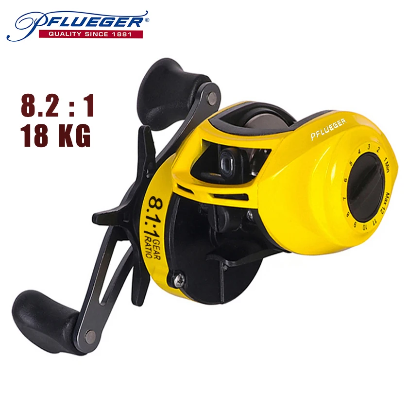 Pflueger  fishing reel explosion-proof wire 14KG, gold speed ratio 8.1:1, seawater wheel for winter fishing