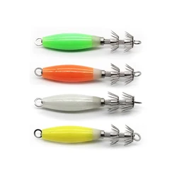 Luminous Glow Squid Jigs Gancho, Iscas De Pesca Do Mar, Lula Isca Gancho, 32 Agulha, 12cm, 14g, 4Pcs