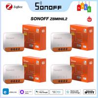 1-6PCS SONOFF ZBMINI L2 Zigbee3.0 Switch No Neutral Wire Required Smart Home Wireless 2 Way Module Switch EWeLink APP Control