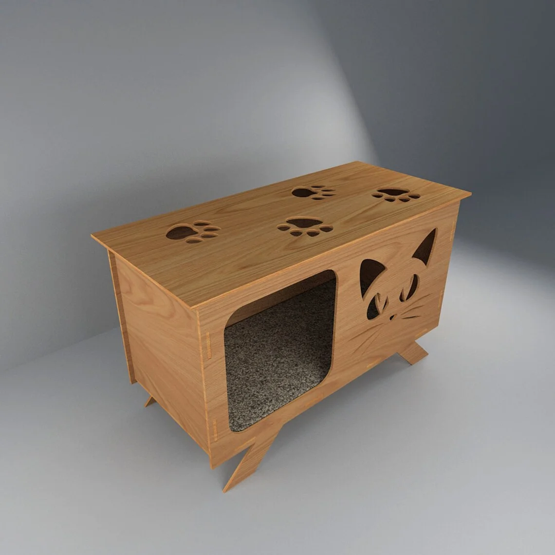 Hot Sale Custom Solid Wooden Big Sale Cat Wooden Furniture Cat House With Removable Cat Bed