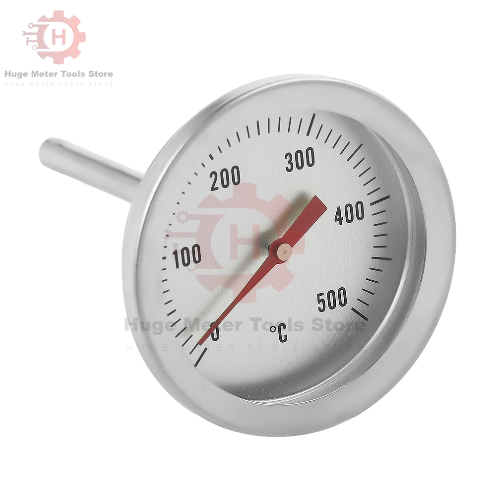 0-120 ℃ /0-500 ℃ الفولاذ المقاوم للصدأ مقياس درجة حرارة الفرن داخلي وخارجي شواء ميزان الحرارة المدخن قطر درجة الحرارة 52/54 مللي متر #4