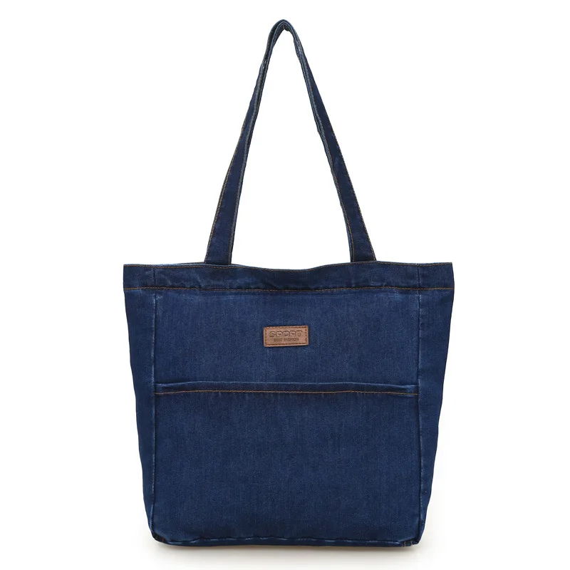 2023 New Fashion Women Large Capacity Shoulder Bags Wild Casual Handbag Street Canvas Denim Shoulder   Shopping Bag