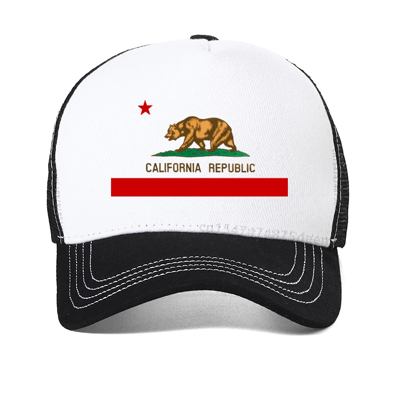 

California Bear Trucker Cap Women Men California Republic Flag hat Hip Hop Baseball Cap Cool Summer Mesh Breathable hats