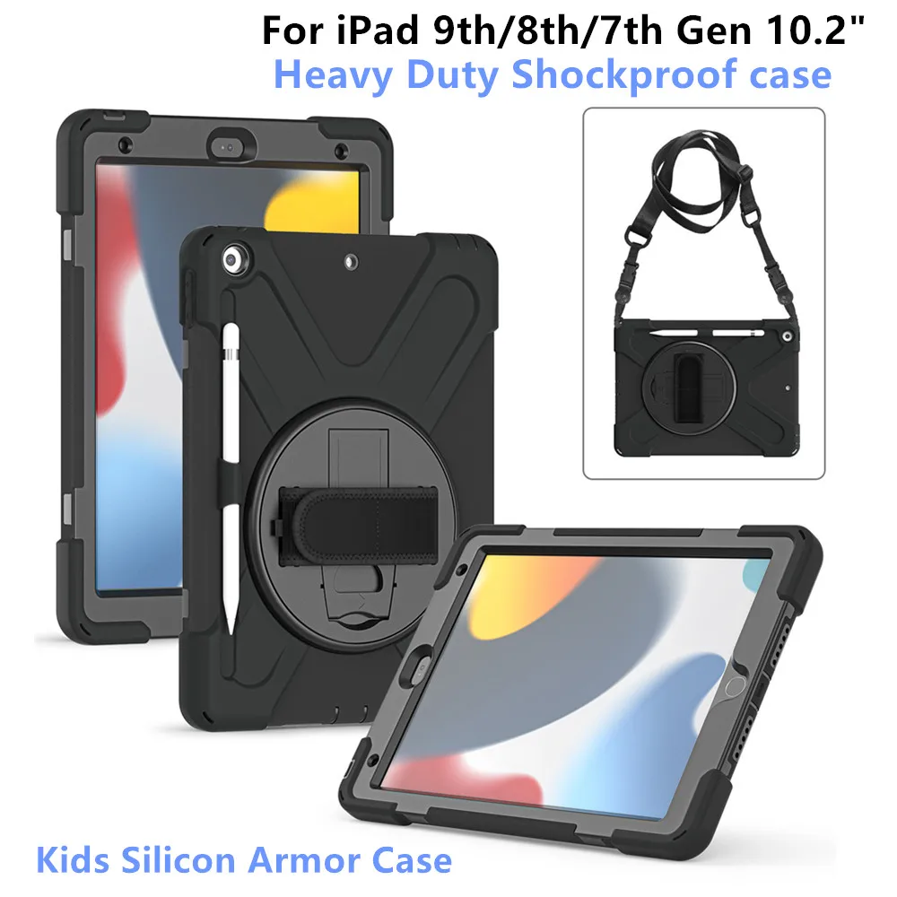 For iPad 9th Gen 10.2 inch A2603 A2604 A2605 Case Kids Shockproof Tablet Cover for iPad 10.2'' 9th 8th 7th Gen A2197 A2198 Case