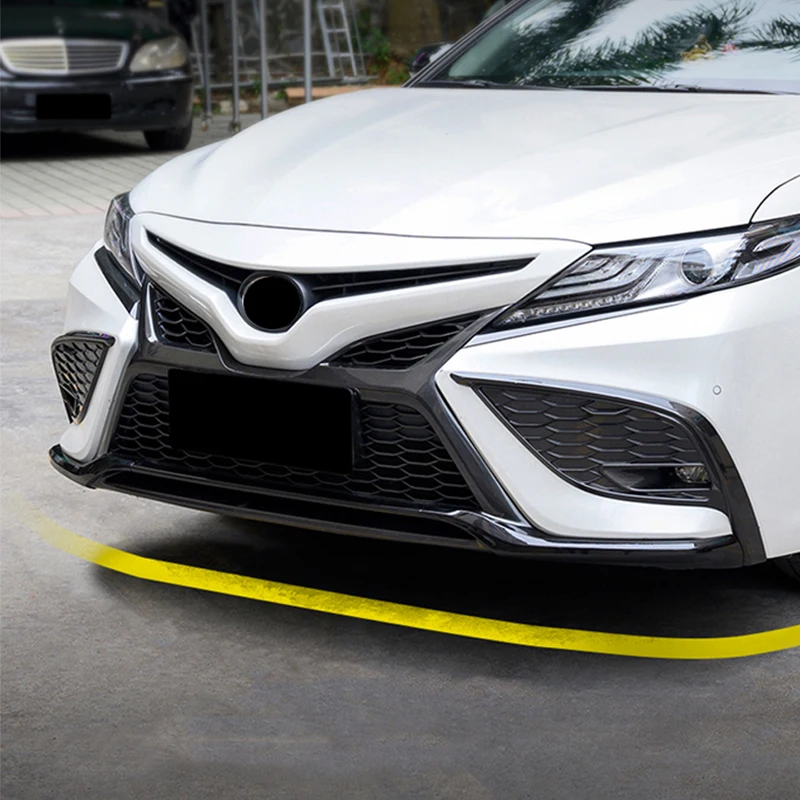 For Toyota Camry SE XSE 2021 2022 2023 ABS Black Carbon Front Bumper Center Grill Lower Garnish Molding Cover Body Trim Kit