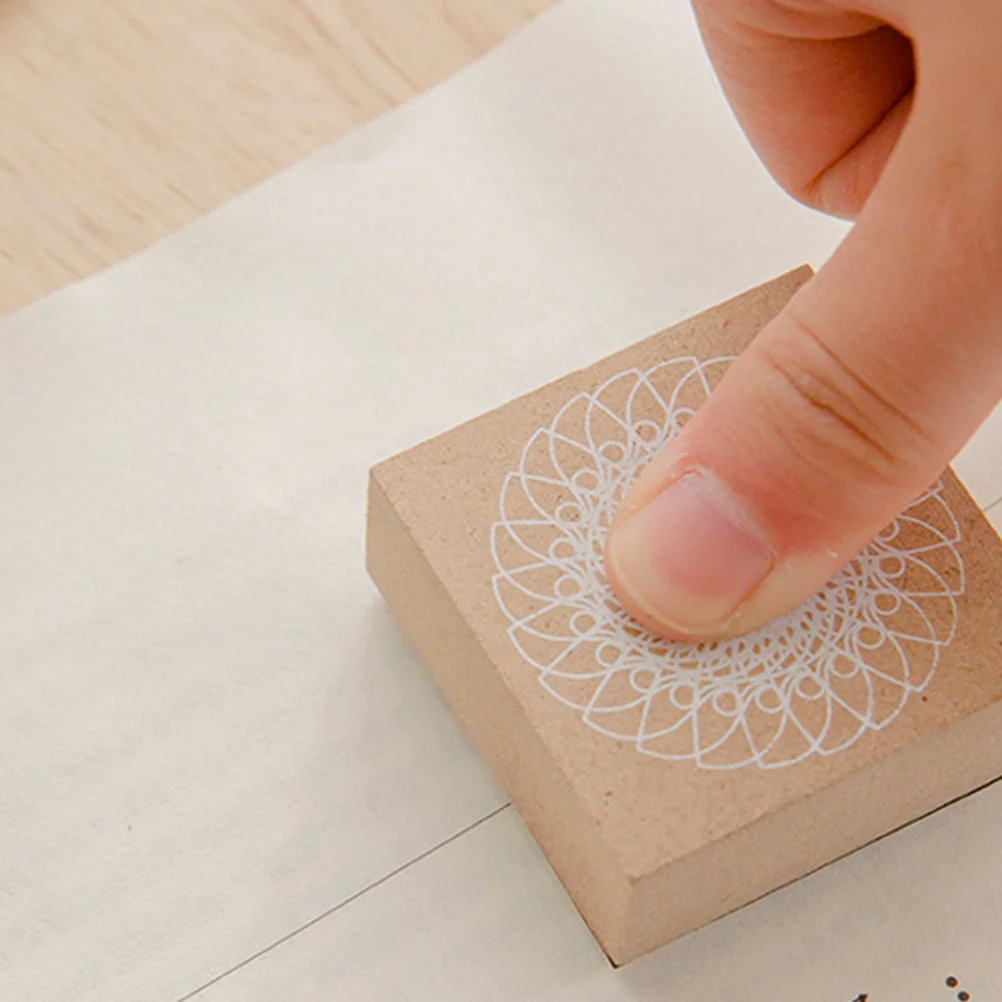 

4Pcs Wooden Stamps with Lace Print Smooth DIY Craft for Scrapbooking Diary Decoration Unique Gift Ideas for Crafting Lovers