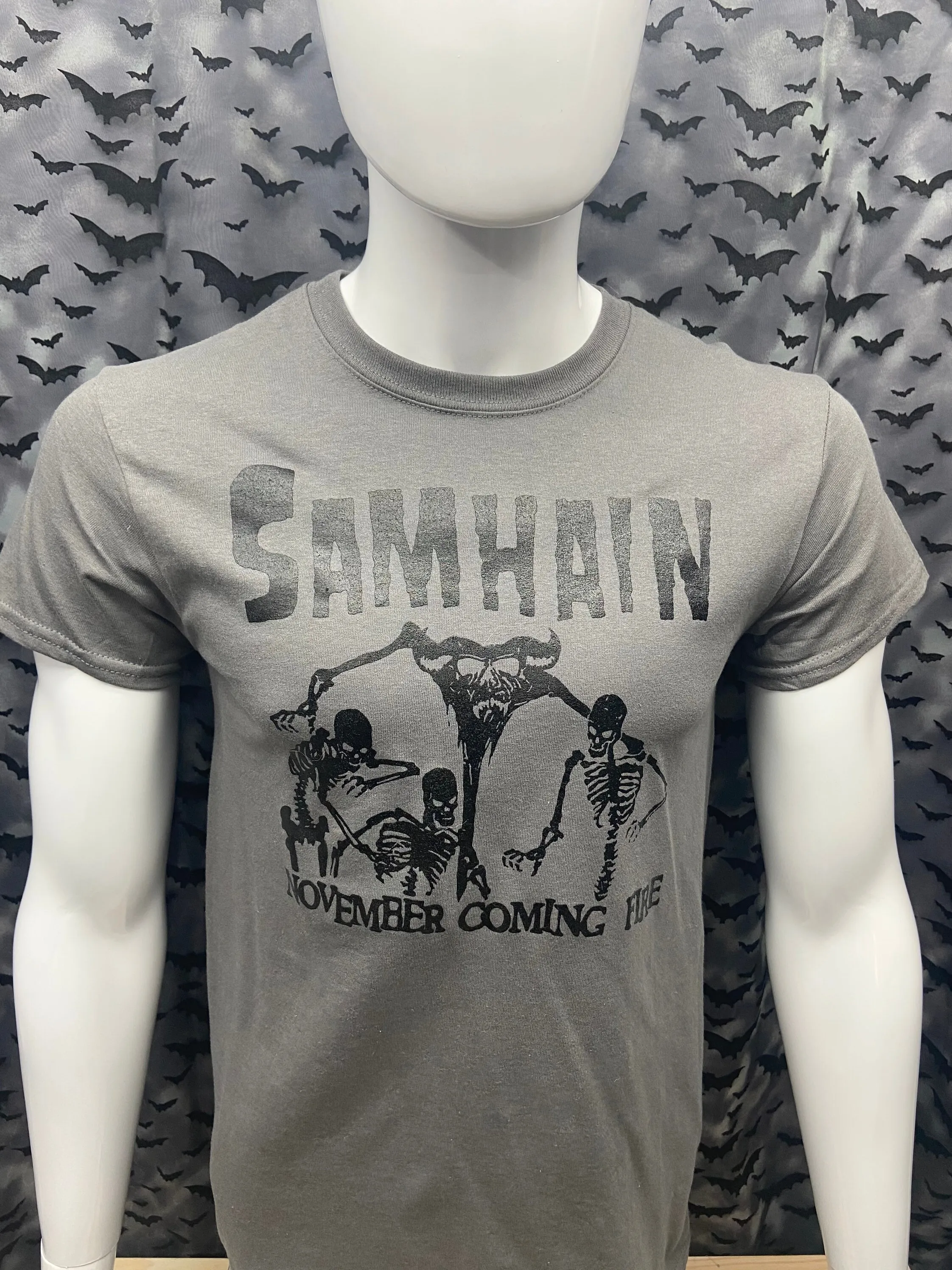 Tshirt Samhain November Coming Fire Charcoal Grey Horror Punk