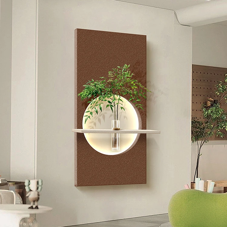 Cream Style Corridor 3D Sandstone Light Emitting Diode Painting Hydroponic Plants Foyer Art Decorative Painting