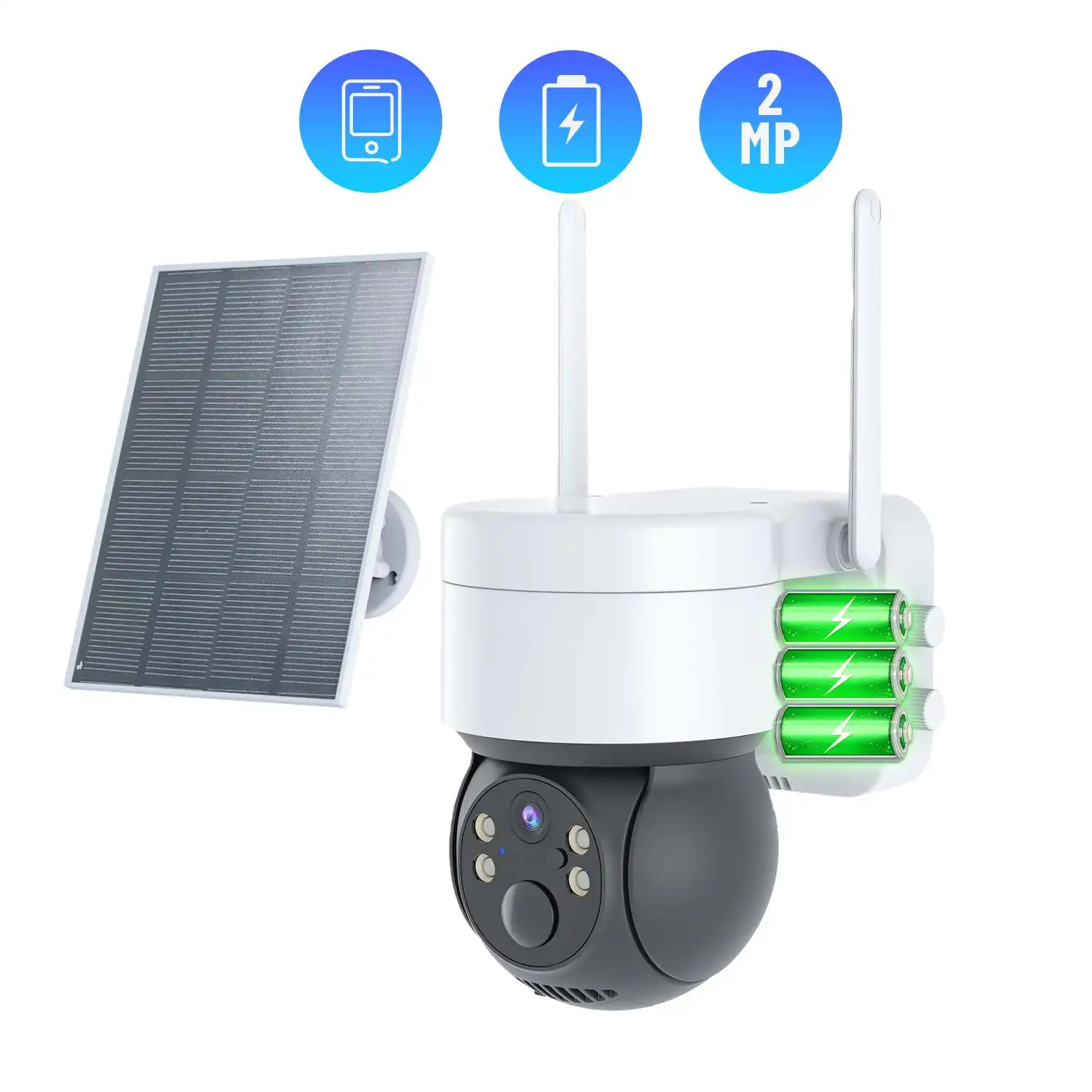 

1080P WiFi Solar Camera Outdoor Night Vision PTZ IP Camera with Solar Panel Recharge CCTV Video Surveillance Cameras