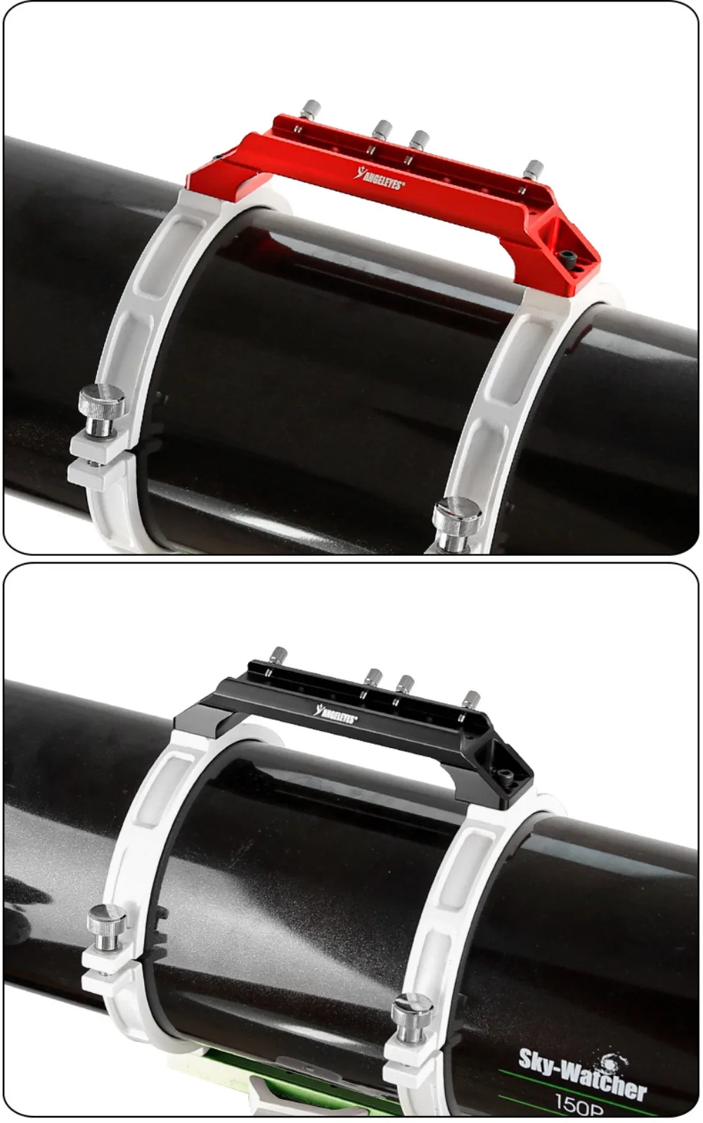 Maniglia con scanalatura a coda di rondine a forma di U 105-375mm per Sky-watcher con scatola a specchio con guida a stella Accessori astronomici Rosso/Nero