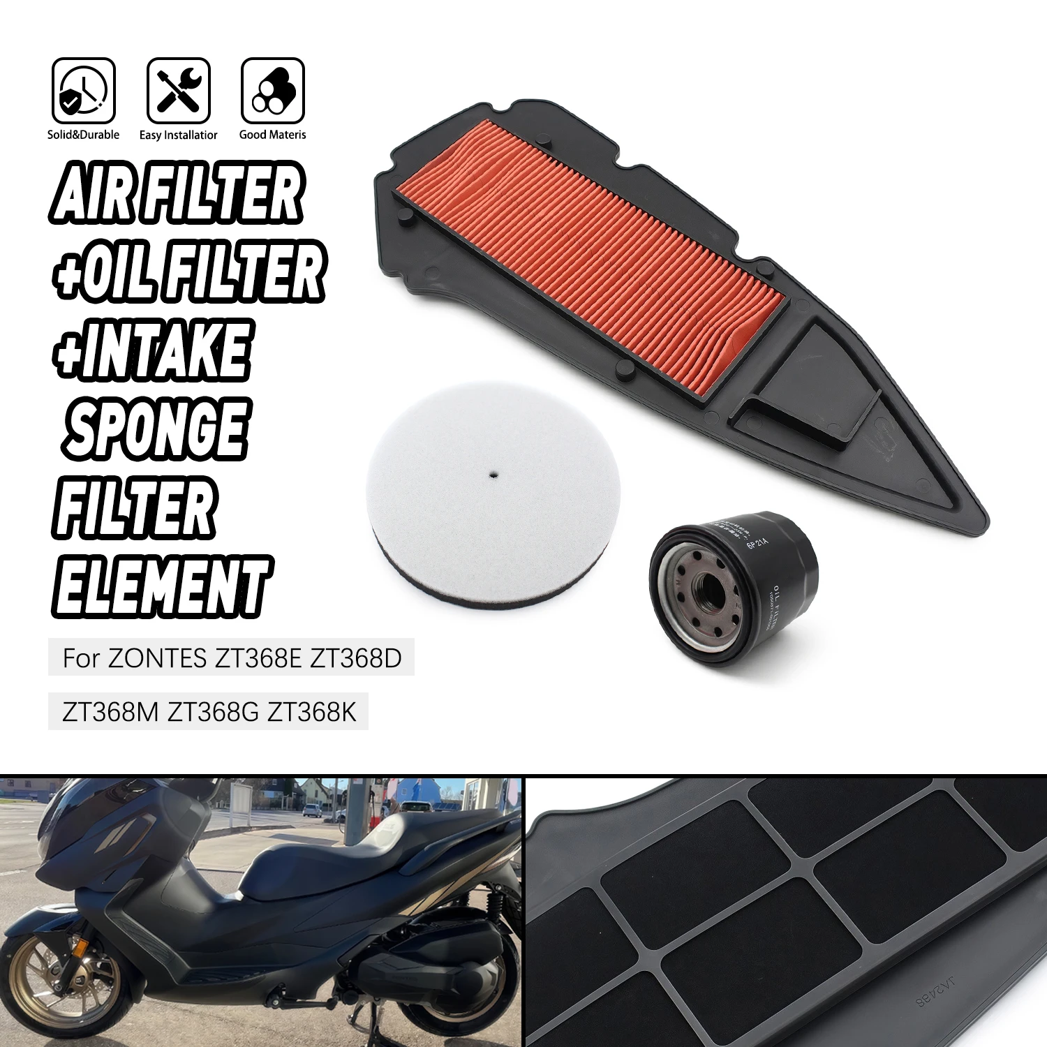 

Air Oil Filter Element Engine Intake Inlet Sponge Cleaner For Zontes 368M 368G 368K ZT368E ZT368D ZT368M ZT368G ZT368K 368E 368D