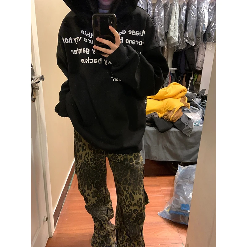 

Утепленная флисовая толстовка с капюшоном для пар, осенне-зимняя новинка, американский уличный стиль, оверсайз, женская, с длинным рукавом