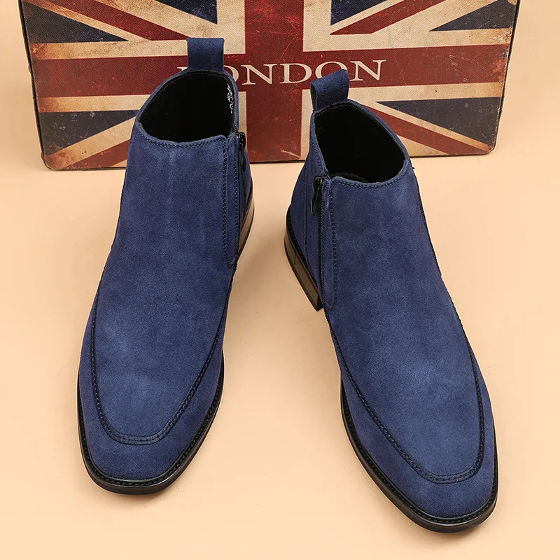 New Autumn Men's Shoes Fashion British-style Casual Leather Boots Korean-style Matte Short Boots Suede Chelsea Boots for Men