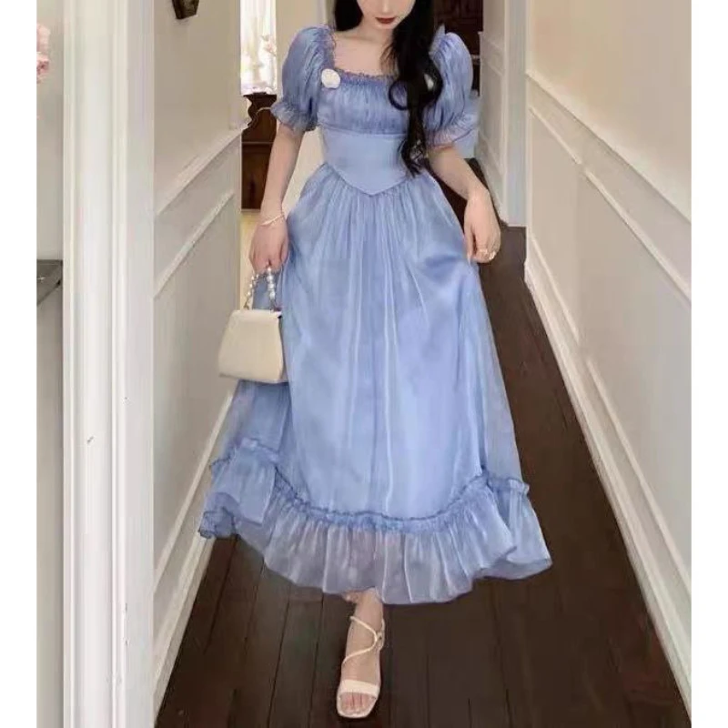 Elegant French Wedding Party Dress Women Vintage Romantic  Prom Vestidos Summer Korean A-line Graduation Dresses