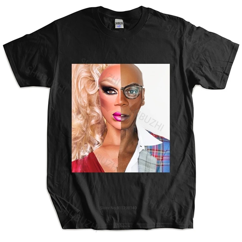 Homme t shirt summer men t-shirt RU PAUL DRAG RACE BLACK T-SHIRT TOP Mens T-shirt Euro size TOPS drop shipping