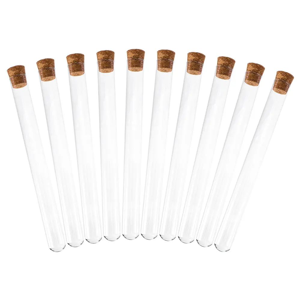 

10pcs Glass Test Tube with Cork Stoppers Leakproof Storage High Temperature Resistant Science for Laboratories