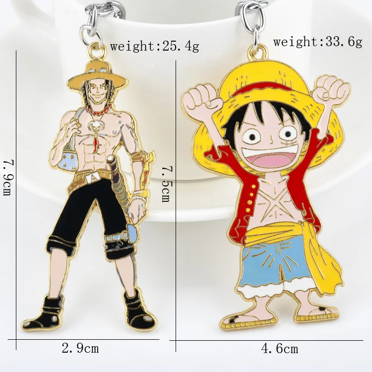 Anime One Piece Luffy Straw Hat Ace Figure Model Kids Toys Gift Metal Keychain Pendants Cosplay Accessories Figures