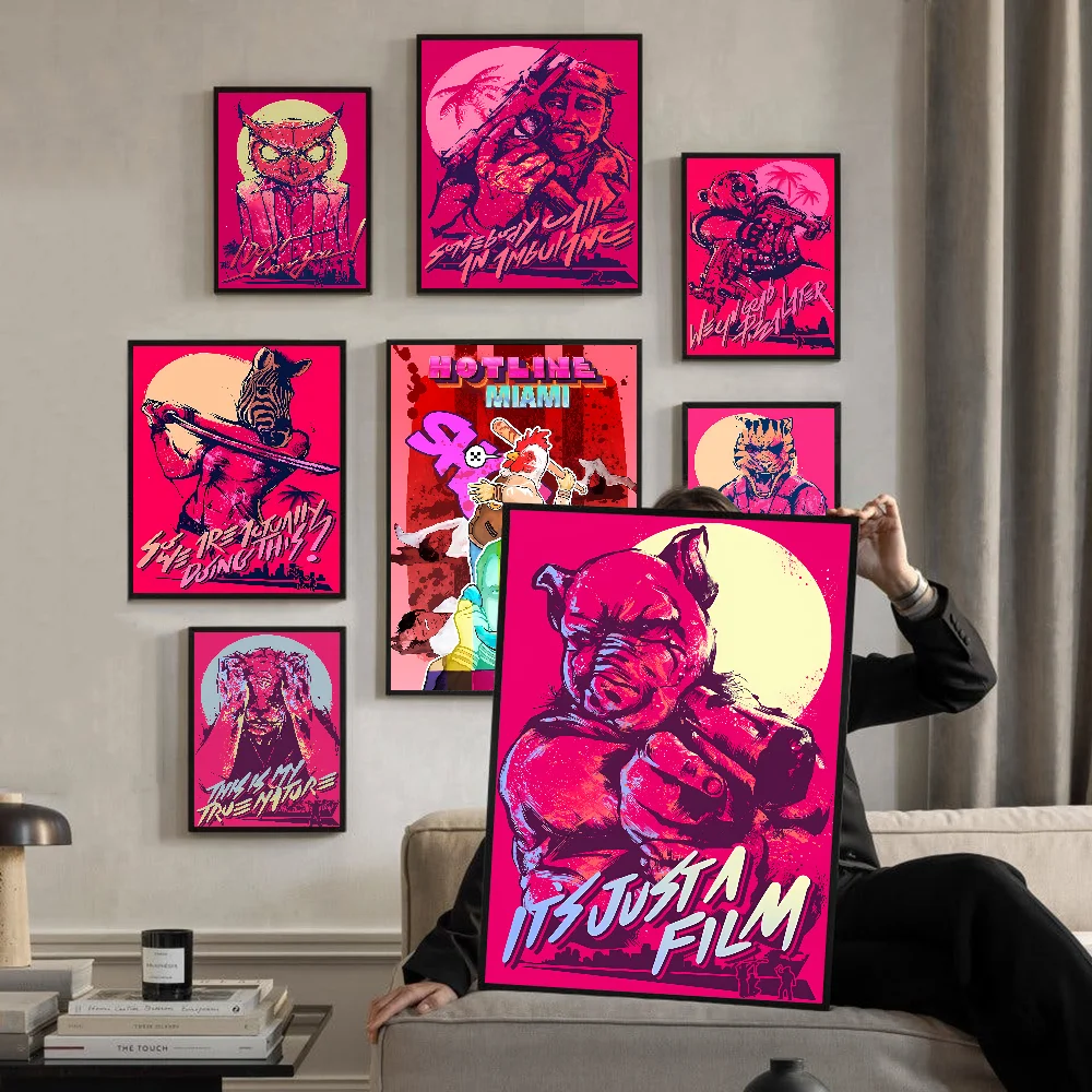 الخط الساخن-ميامي اليابانية أنيمي الجدار شنقا نسيج ، الطباعة الفنية ، ديكور المنزل #1