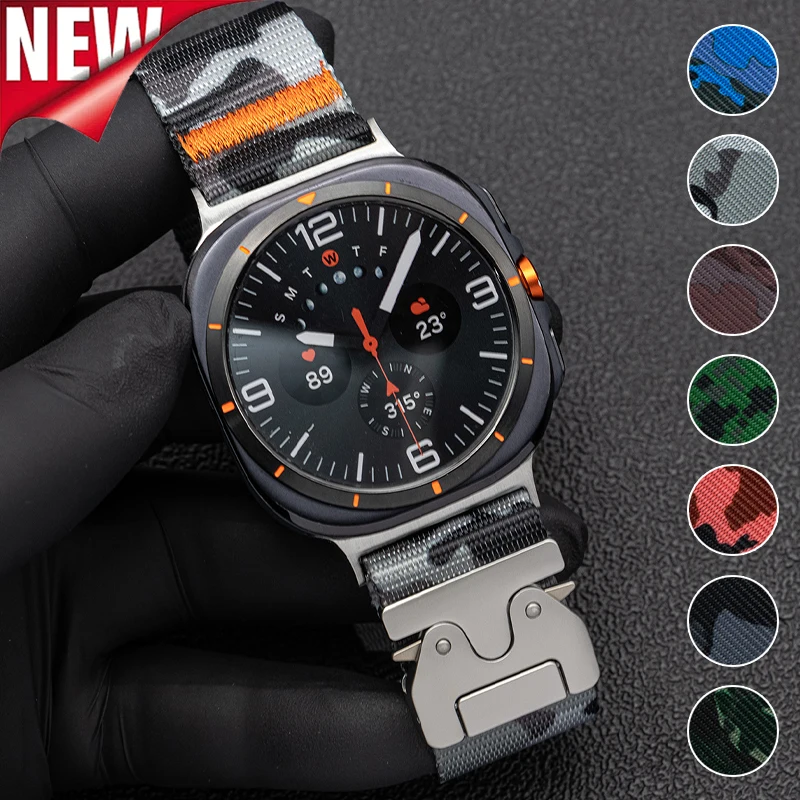 Camouflage Nylon Strap for Samsung Galaxy Watch Ultra 47mm Parachute Buckle Bracelet for Galaxy Ultra Watch Band Sport Wristband