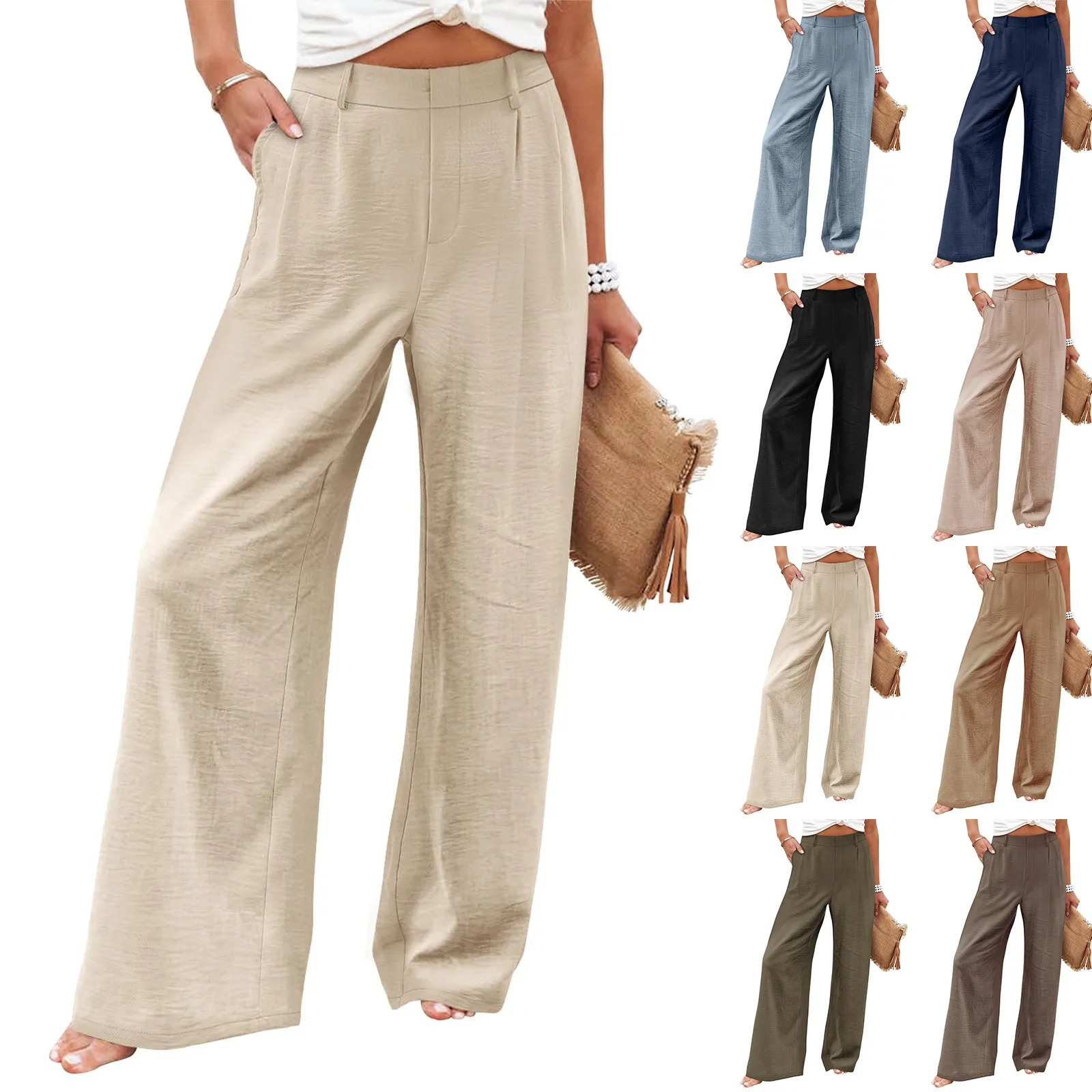 Women's Wide Leg Pants High Elastic Waisted In The Back Business Work Trousers Long Casual Pants Pants for Women Women’s Pants