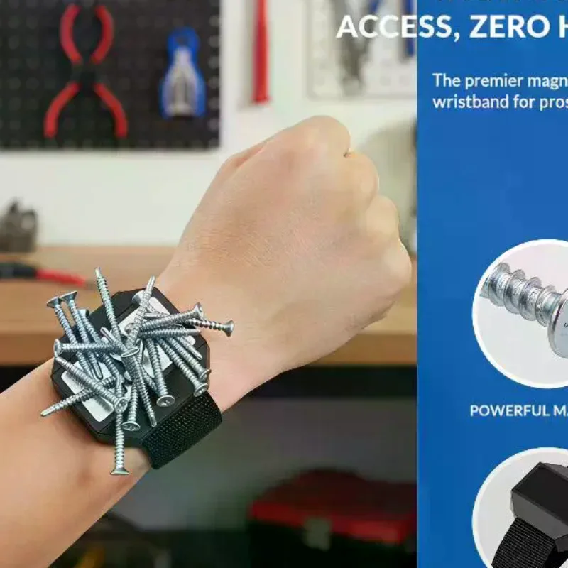 Magnetic Screw Holder Wristband Durable Adjustable Portable Tool Storage for Electricians Construction Site Works