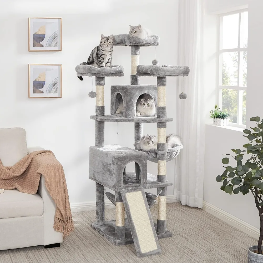 64.5 Inches Cat Tree Multi-Level Cat Tower for Indoor Cats With Scratching Posts Board Trees Castle Towers Supplies Pet Products