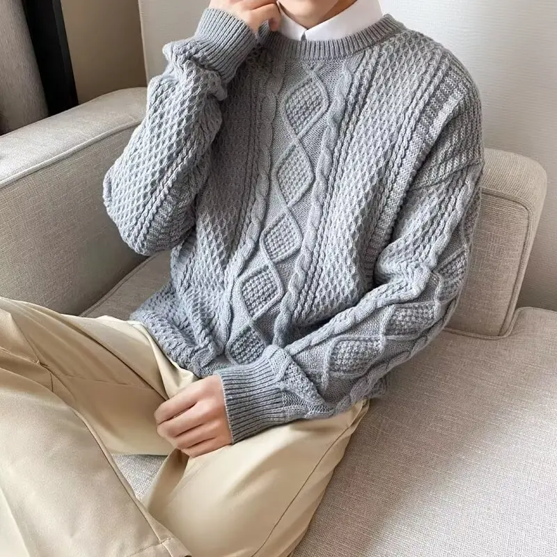 

Мужской круглый трикотаж Ne, свободный крой, осень-зима, тяжелый вес, вязаный шар, базовый слой, повседневный Sle, полиэфирное волокно